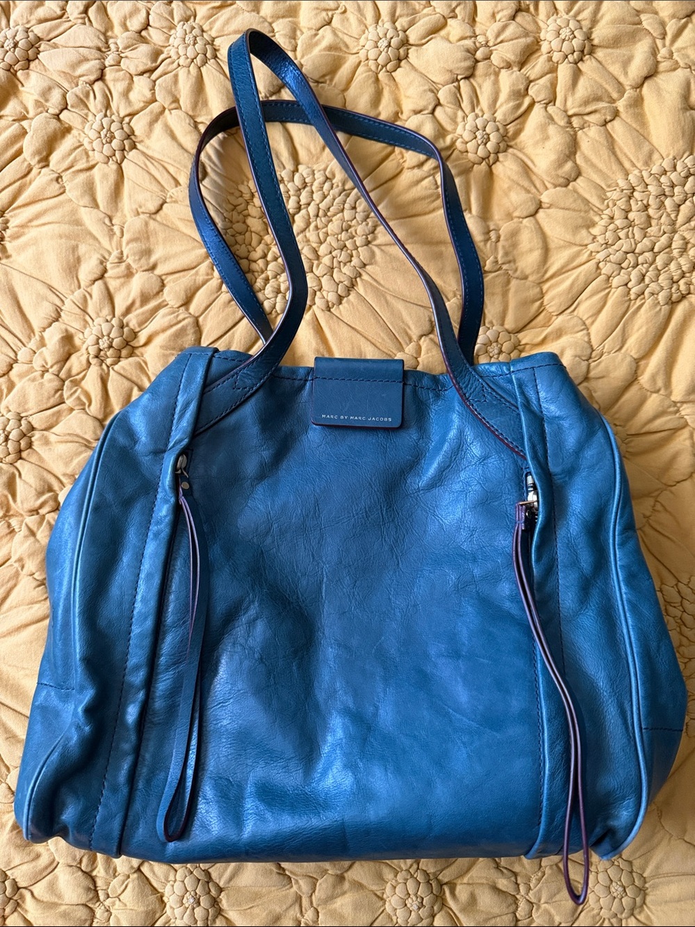 Marc by Marc Jacobs Blue Leather Tote with Dual Shoulder Straps
